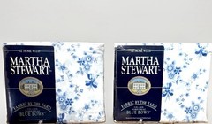Vintage Martha Stewart Blue Bows Floral Fabric 2 Panels 55×108 NOS Cotton Blend