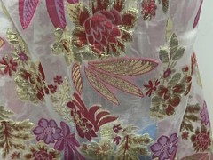 1.5 Yard PINK GOLD WHITE Metallic Brocade ORGANZA Fabric 58” Width