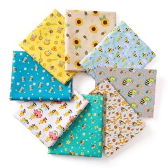 Tatuo 8 Pcs Bee Fabric Honey Pattern Fat 20 x 20 inch, Colorful