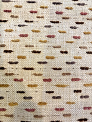 Cotton Slub Upholstery Remnant Beige With Brown Gold Rust Dashes 57”w 33”L