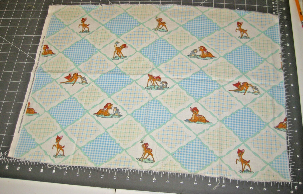 Vintage Bambi Disney Thumper Springs Industries Sz 15″x 21 1/2 ” Lt Blue & Green