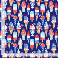 USA Ice Cream Treats Fabric By The Yard Summer Cotton Timeless Treasures CD3272