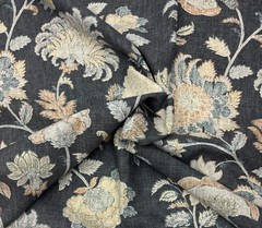 RICHLOOM BRONTE GRAPHITE GRAY JACOBEAN FLORAL MULTIUSE FABRIC BY THE YARD 54″W