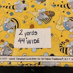 Honey Bee Gnome Fabric Bumble Bees Honey Cotton Apparel Quilting Fabric 2 Yards