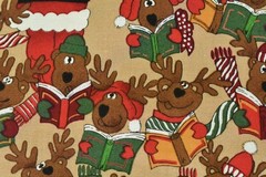 By 1/2 Yd, Vintage, Christmas Santa & Reindeer Cotton, Minnesota Fabrics, V590