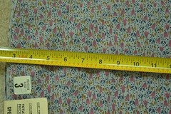 By 1/2 Yd, Vintage, Pink Navy & Gold Calico on Blue-Gray PolyCotton Fabric, D520