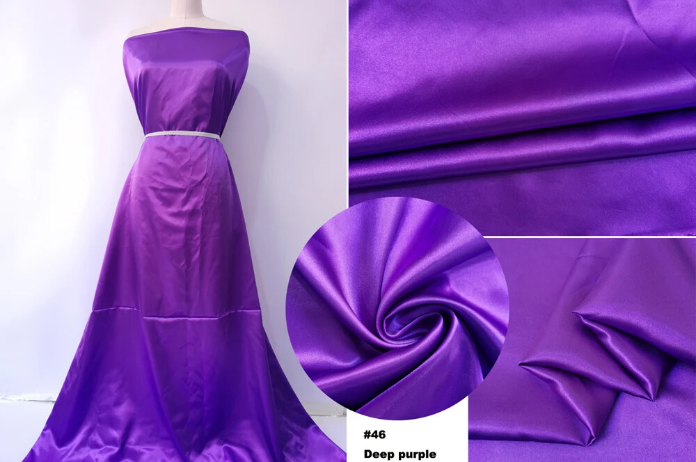 Solid Satin 58″ Wide By Yards Silky Charmeuse Scarf Craft DIY Fabric Purple