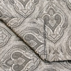 Grey & Cream Paisley Damask Fabric By The Yard, Jacquard Weave Fabric Upholstery
