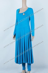 Deanna Troi Costume for Star Trek Commander Cosplay Blue Stretchable Dress