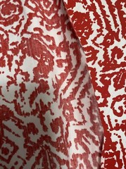 1Y11” Vintage Cotton Fabric Red White 70S Wild Design 45W #0533
