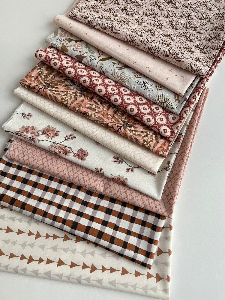 Pink Blossom Beige Color Spring Quilt Bundle 10 Art Gallery Fabrics Fat Quarter