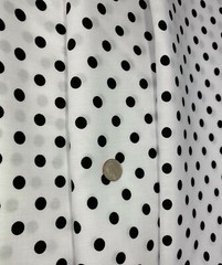 Black Polka Dot Print on White Poly cotton Polyester Blend Fabric 60″ By yard