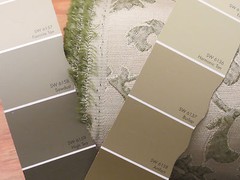 Moonlight Scroll, an allover textured decorator material on linen/rayon blend