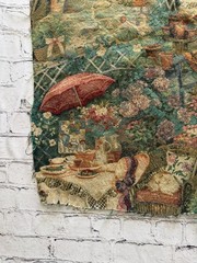 Vintage Romantic Scene French Country Tapestry Woven 26”x 38” Upholstery 2 Piece