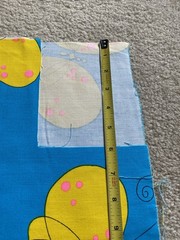 Vtg Ameritex Bright BLUE Yellow BUTTERFLY Fabric 2 Yards Large Print Cotton MCM