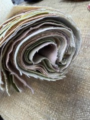 20 Plant Dyed Antique Homespun Fabric Squares 9*9 In Soft Pink Quilt Slow Stitch