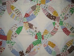 Vtg. Sears Perma-Prest Twin Flat Sheet Double Wedding Ring Quilt Pattern Unused