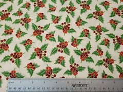 Perfect Poinsettias BTY VIP Premium Red Christmas Floral on Tonal Ecru