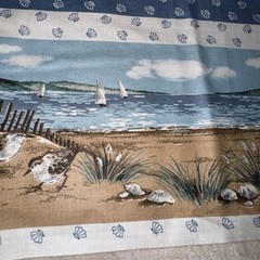 Vintage Shore Birds Fabric Panel 52×17 Seagulls Sandpipers Coastal Craft NOS
