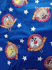 looney tunes bugs daffy fun fabric logo blue 21 x 12 inch 1pc new