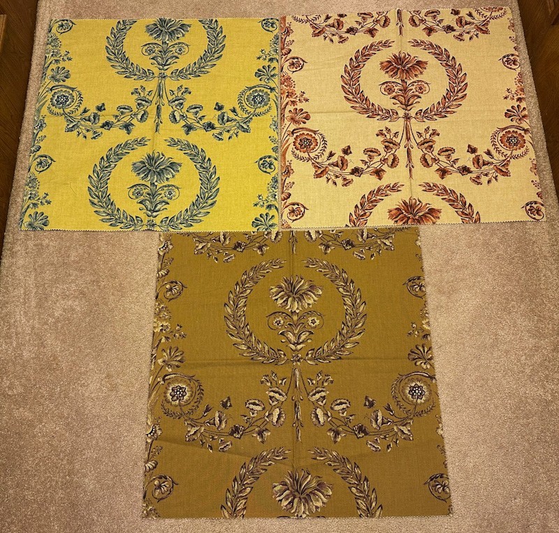 3 Sample 24″ x 24″ Designer Fabric pieces – #3