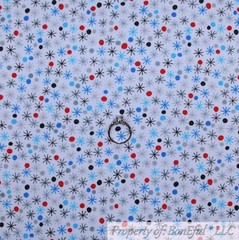 BonEful Fabric FQ Cotton Flannel Quilt White Blue Red Snowflake Winter Polka Dot