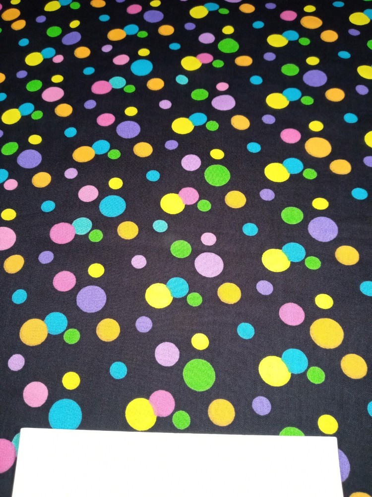 Springs Global Fabrics-Circus Colorful Circles Black Background-2 Yds+28″ x 43″