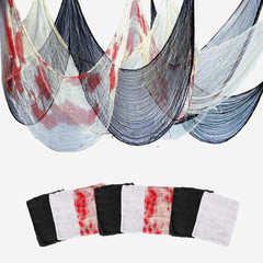 Halloween Creepy Cloth Haunted House Decor 8 Pack (3 Black/3 White/2 Red) 76X30″