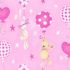 BTY Henry Glass Precious Little One Balloon Pink Cotton Fabric By The Yard 5977