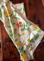Vintage COHAMA Vat Screen Print Fabric Remnant 44”L x 20”W Felicia Floral Green