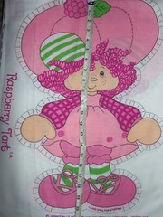 1981 RASBERRY TART fabric pillow panel cut and sew doll vintage Strawberry