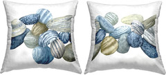 Organic Blue Brown Stone Pattern Pillows by Grace Popp – Set of 2, 18×18