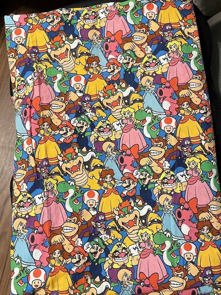 Nintendo Super Mario And Friends – 100% Cotton Fabric – Dimensions: 36”x42”