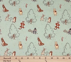 Cotton Winnie the Pooh Group Pack Characters Blue Fabric Print by Yard D601.32