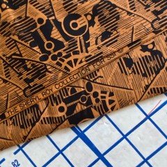 2 YD Orange Black Geometric Fabric Cotton Print Sheryl Roy
