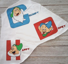 Disney dwarfs fun fabric scrap 4 inch (3) characters flannel back #1005 new