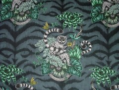 Emma J Shipley Fabric Lemur Navy 100% Cotton Curtain Upholstery Cushion Fabric