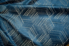 1 of 7 yds Richloom Cut Velvet Fabric Valor Denim Blue Upholstery 57″w BTY