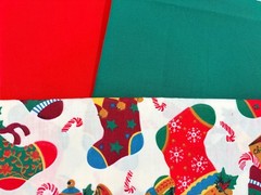 Christmas Stockings Quilt Bundle 3 yds Fabric Red Green Multi Made in USA