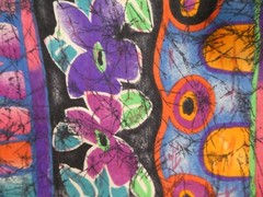 Vintage 90s Fabric Pastel Colorful Geometric Flowers Squiggles Cotton? K1