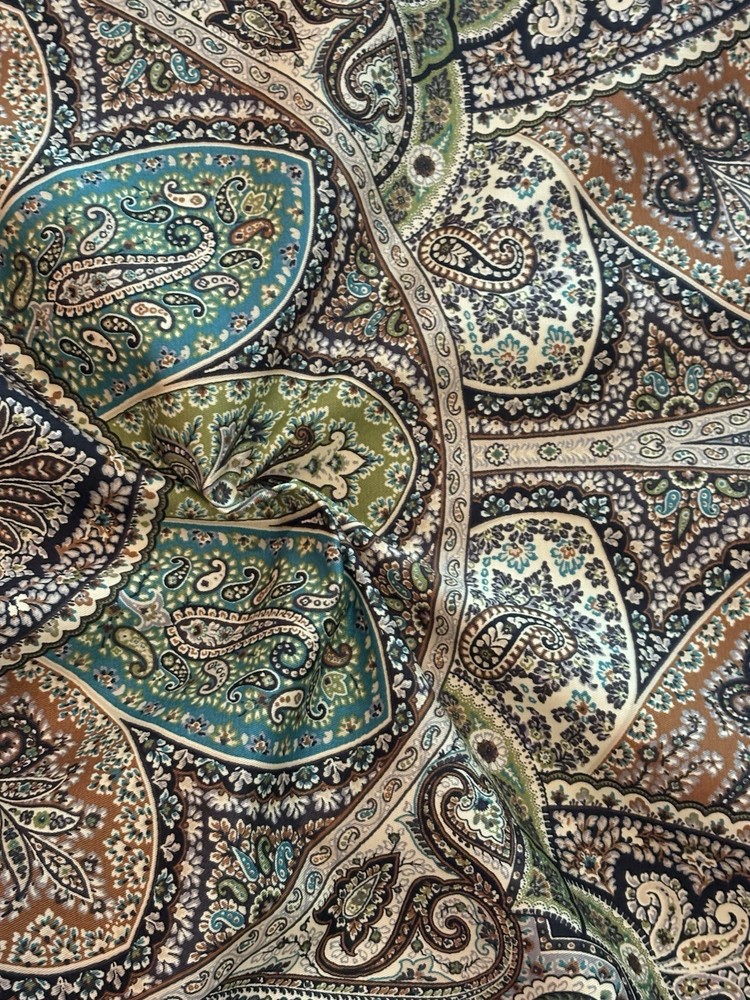 Zulaika Brown, Blue, Teal Paisley Fabric 4 Yards Total