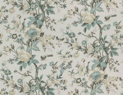 THIBAUT CURTAIN FABRIC DESIGN Nemour 3.6 METRES BEIGE/AQUA ENCHANTMENT COLL