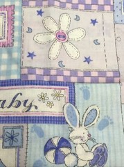Baby Theme Blocks Pastel Blue Pink Yellow Directional 4Y Cotton Fabric