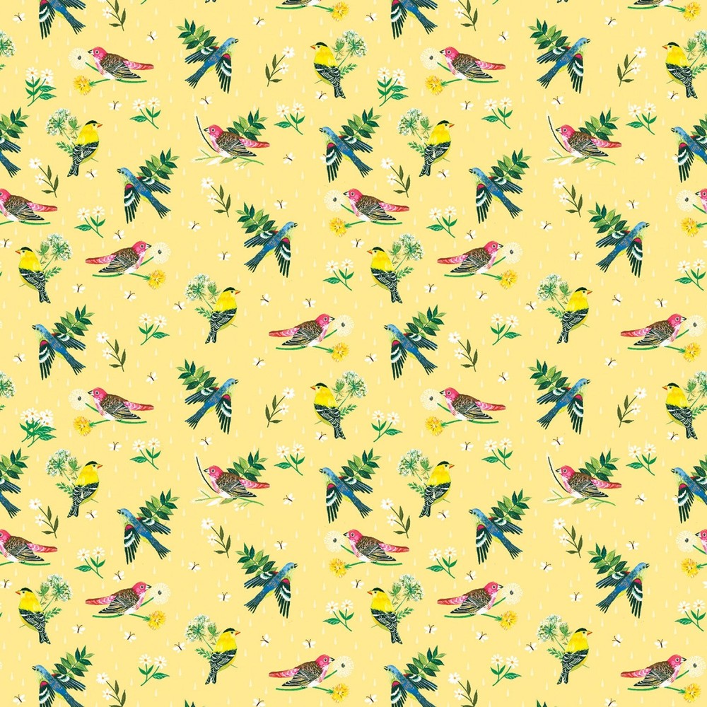 1/2 Yard Fabric – A Prairie Heart | Morning Birdsong – Light Honey by Benartex