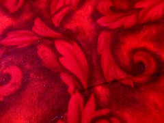 4-2/3 YDS RED & BLACK FLORENTINE SCROLL 100% COTTON JOANN OOP