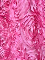 Paige PINK 3D Floral Polyester Satin Rosette Fabric by the Yard – 10028