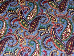 1/2 Yd Vintage Blue Paisley Floral Print BTHY Cotton Fabric by Cranston Print