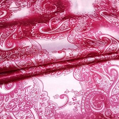 58” Wide By Yard Vintage Paisley Fabric Silky Satin Print Material For Scarves