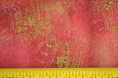 By 1/2 Yd, Pink Red Gold Print Quilt Cotton, RJR/Beyer/Northern Lights/0494,B713