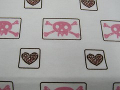 Fabric Cotton Skulls and Hearts on Pink 4 piece